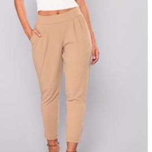 Khaki color ankle pants from fashion nova
